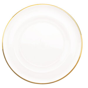 rent Atlanta gold rim glass beaded charger plate