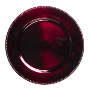 burgundy beaded charger plate