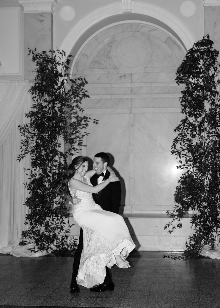 Greenery decor at Historic DeKalb Courthouse wedding
