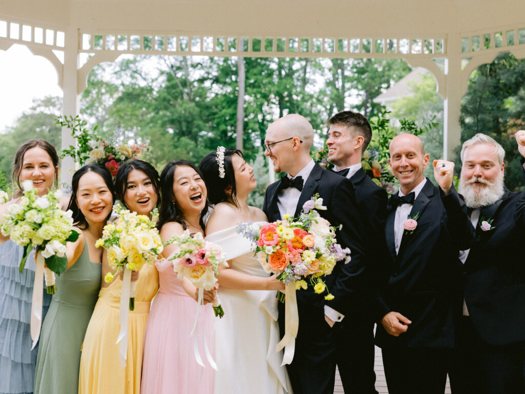 Bridgerton inspired florals at Little River Farms wedding
