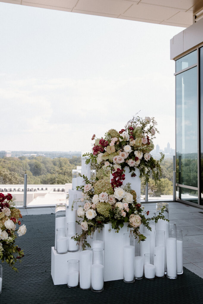 Reception florals at Thompson Atlanta Buckhead wedding
